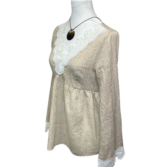 Altar’d State Textured Boho Lace Trim Blouse - Picture 2 of 6